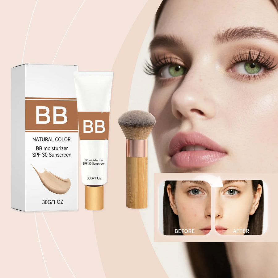 SPF 30 BB Cream — Tinted Moisturizer with Hyaluronic Acid & Eco Brush
