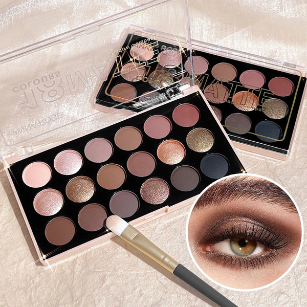 18-Color Eyeshadow Palette — Shimmer, Matte & Glitter
