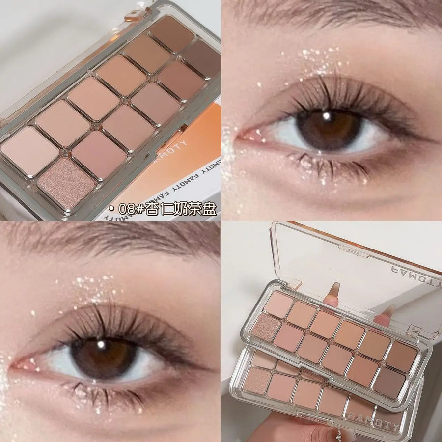 12-Color Matte Eyeshadow Palette — Soft Earth Tones