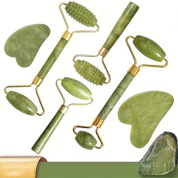 Jade Roller & Gua Sha Set — Face Lifting & Sculpting Massage